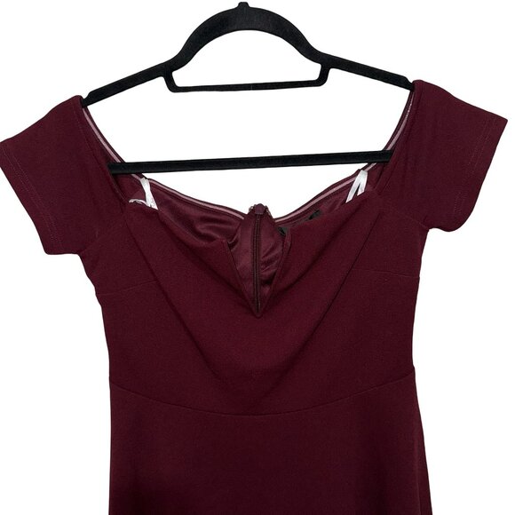 NWT LULUS Burgundy Off-the-Shoulder Skater A-Line Mini Dress Womens Sz M NWT - Picture 8 of 15